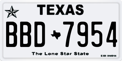 TX license plate BBD7954