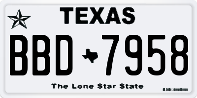 TX license plate BBD7958