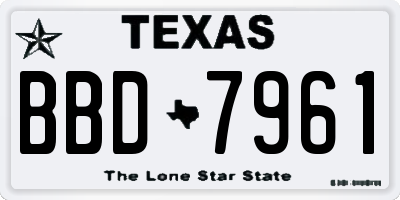 TX license plate BBD7961