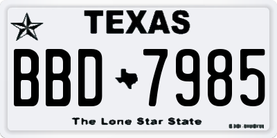 TX license plate BBD7985