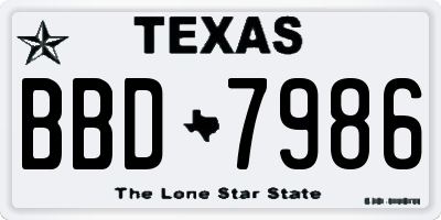 TX license plate BBD7986