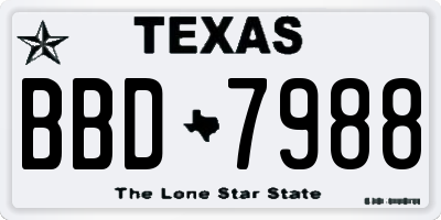 TX license plate BBD7988