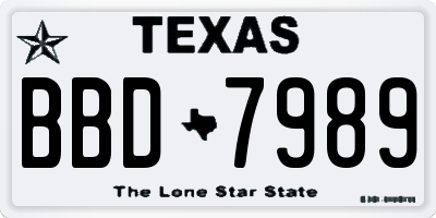 TX license plate BBD7989