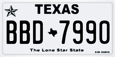 TX license plate BBD7990