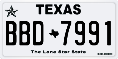 TX license plate BBD7991