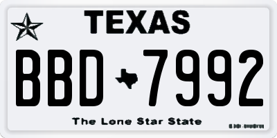 TX license plate BBD7992