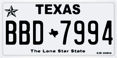 TX license plate BBD7994
