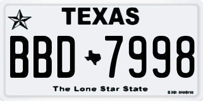 TX license plate BBD7998