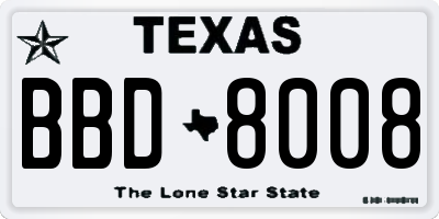 TX license plate BBD8008