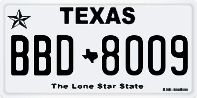 TX license plate BBD8009