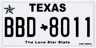 TX license plate BBD8011