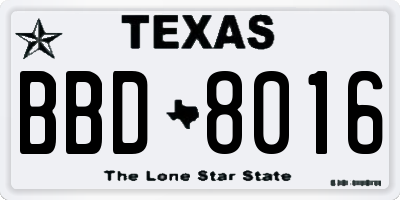 TX license plate BBD8016