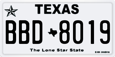 TX license plate BBD8019