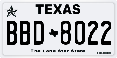 TX license plate BBD8022