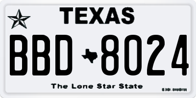 TX license plate BBD8024