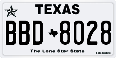 TX license plate BBD8028