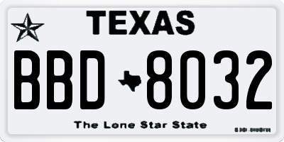 TX license plate BBD8032