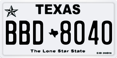 TX license plate BBD8040