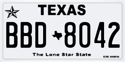 TX license plate BBD8042