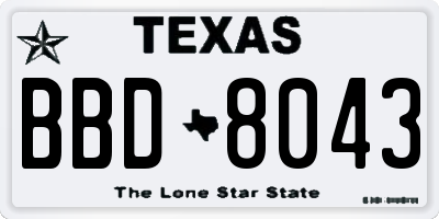 TX license plate BBD8043