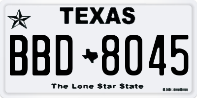 TX license plate BBD8045