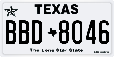 TX license plate BBD8046