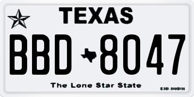 TX license plate BBD8047