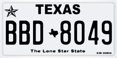 TX license plate BBD8049