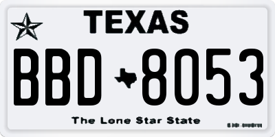 TX license plate BBD8053