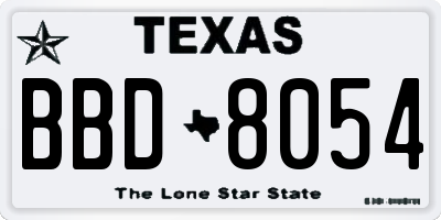 TX license plate BBD8054