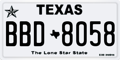 TX license plate BBD8058