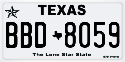 TX license plate BBD8059