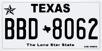 TX license plate BBD8062