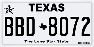 TX license plate BBD8072