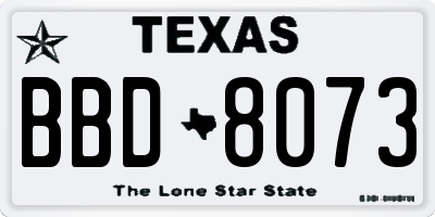 TX license plate BBD8073