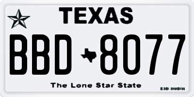 TX license plate BBD8077