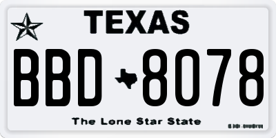 TX license plate BBD8078