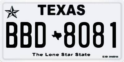 TX license plate BBD8081