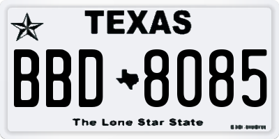 TX license plate BBD8085