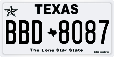 TX license plate BBD8087