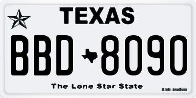 TX license plate BBD8090