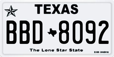 TX license plate BBD8092