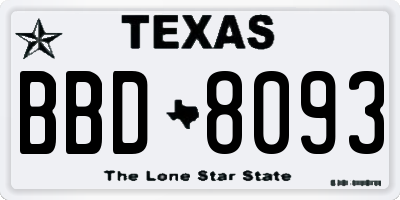 TX license plate BBD8093