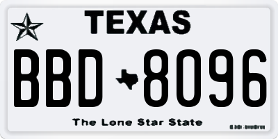 TX license plate BBD8096