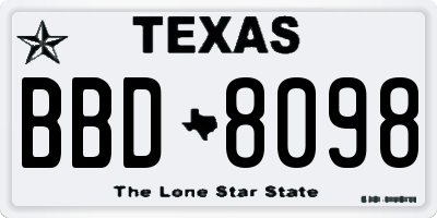 TX license plate BBD8098