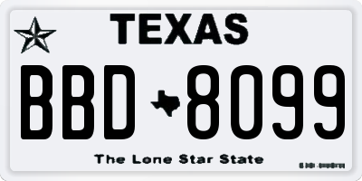 TX license plate BBD8099