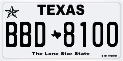 TX license plate BBD8100