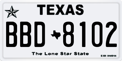 TX license plate BBD8102