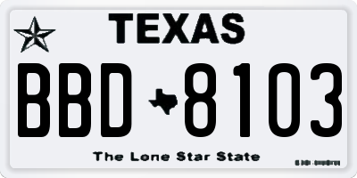 TX license plate BBD8103