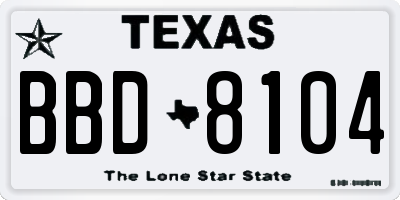 TX license plate BBD8104